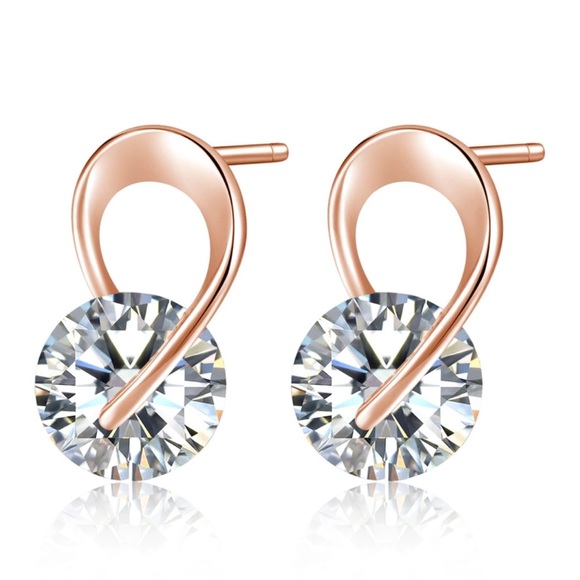 Jewelry - Sophia Swirl Floating Crystal Earrings ROSE GOLD